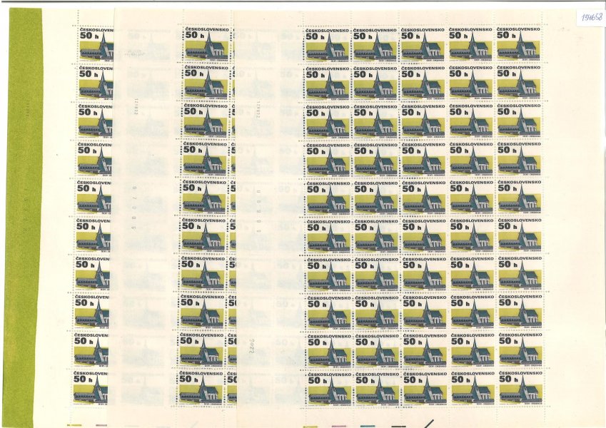 3022 Lidová architektura, PA (50), kompletní archy, deska A + B, obsahující čísla  + data tisku 20.VII.92, 12.VIII.92 