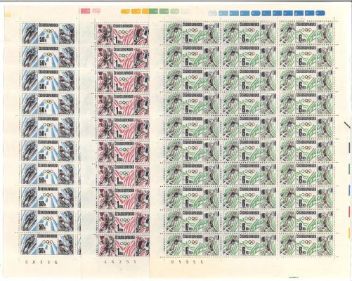 2826-2828 Olympijské hry 1988,  PA (30), kompletní archy deska A + B, PA 2827 DV 5/1,  obsahují  čísla 
