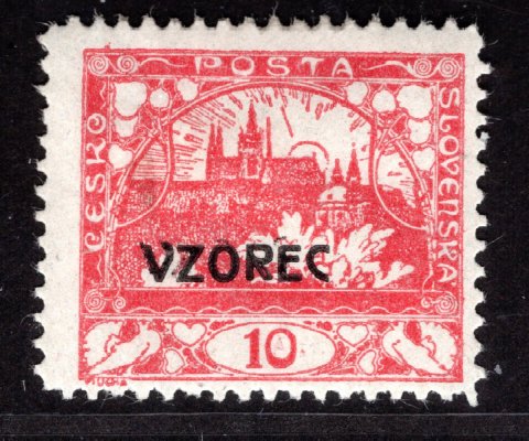 5 D VZ, řz 11 1/2, přetisk VZOREC, červená 10 h, zkoušeno Karásek, Vrba