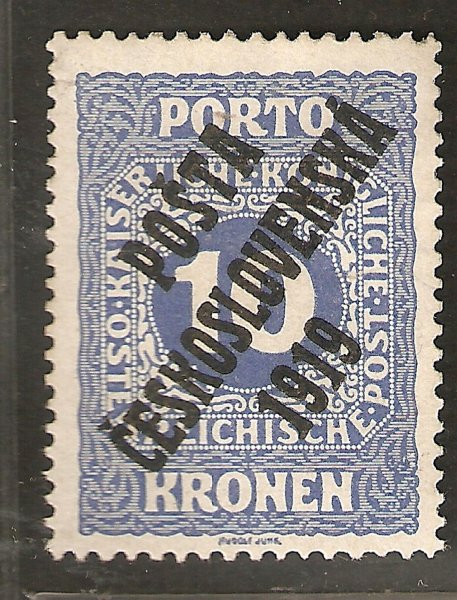 82 - typ II ; 10 koruna Porto, stopa po odstraněné nálepce, zkoušeno Gilbert 
