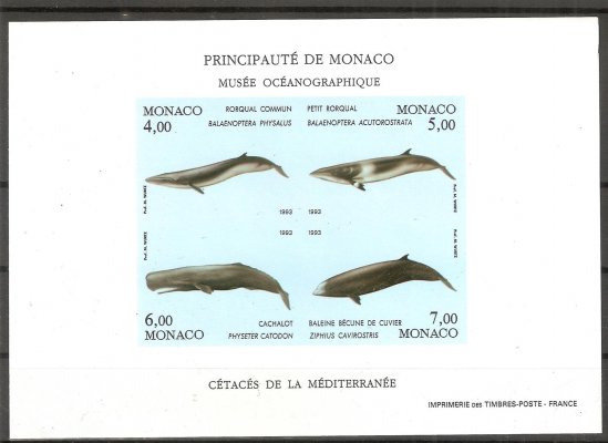 Monako  Bl. 58 B (2104/7), Fauna, nezoubkovaný aršík, katalog neuvádí
