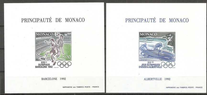 Monako 2052-3,Olympijské hry Altbertville, nezoubkované zvláštní tisky v aršíkové úpravě, katalog 180 Euro