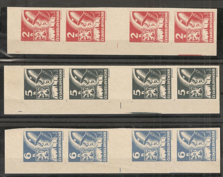 354 - 6 Košické vydání, Ms (4) čtyřznámkové meziarší - levý okraj,u 2 K dvl,  katalog 600.-
