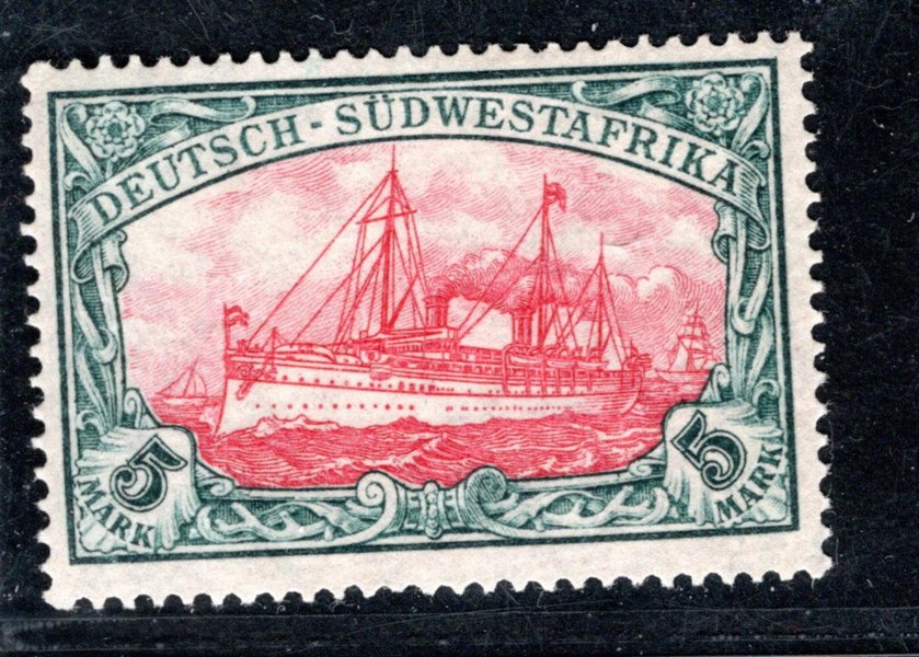 Deutsch-Südwestafrika  Mi. 32 B (25:17), 5 Mark,