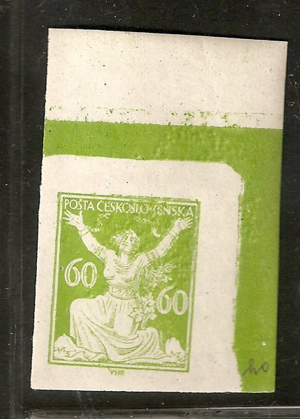 ZT 60 h zelená, neopracovaná deska - nálepka mimo známku 