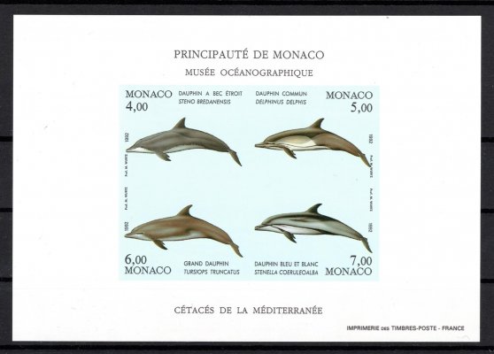 Monako Bl. 54 ( Mi.2058-61), Fauna nezoubk. Aršík
