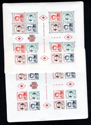 Blok 3 - 4 A+ B (Mi. 397-400 A+B), červený kříž, katalog 800,- Euro, hledané aršíky