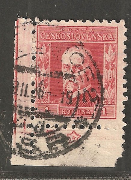199 Typ IV  ; 1 koruna červená - rohový kus s DZ 7 * ( hvězdička)  