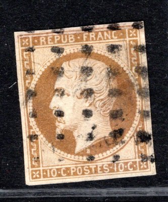 Francie 1852  Mi. 8 a žlutohnědá, Napoleon, luxusní, katalog 1000 Eu