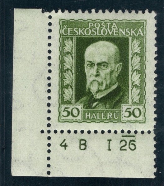 188 A, P 3, TGM, neotypie, zelená 50 h, rohová s DČ 4 B I 26 , zk. Gilbert