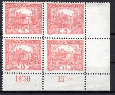 7 D, typ II, pravý dolní rohový 4 blok s počítadly, cihlově červená 15 h, ZP 100