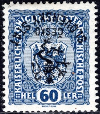 RV 54 PP, Marešův přetisk (Hlubocké vydání), převrácený, modrá 60h, zkoušeno, Mareš, Vrba