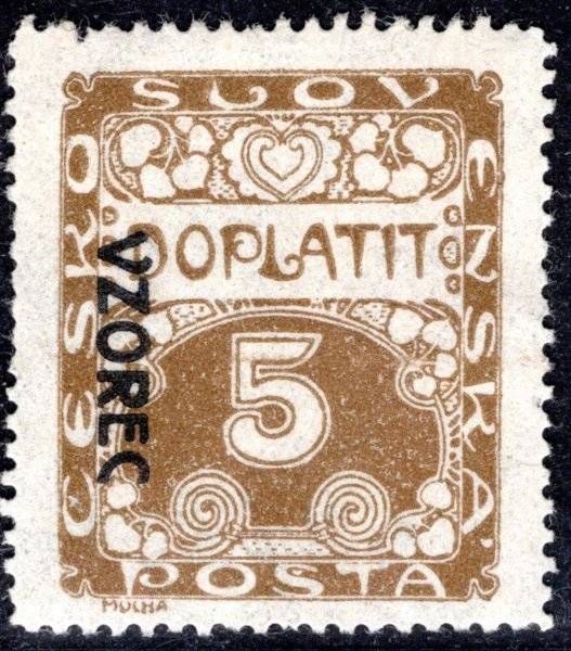 DL 1 VZ, přetisk VZOREC, vlevo dolů, řz 13 3/4, olivová 5 h, zkoušeno Stupka