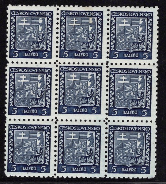 248, státní znak, 9-ti blok s posunem molatáže (2x), modrá 5 h