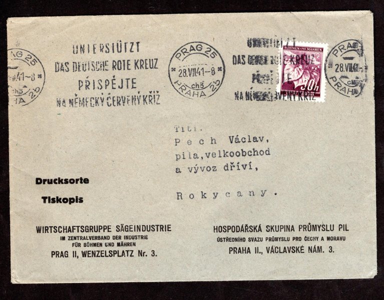 34, Strojová propagační razítka - obálka s razítkem "Přispějte na německý Červený kříž" , hledané, v katalogu podceněno
