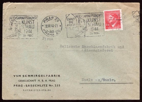 39, Strojová propagační razítka - obálka s razítkem "Reichsarbeitdienst" , hledané, v katalogu podceněno