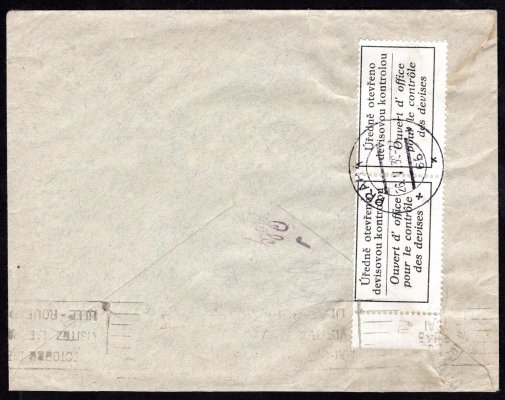 dopis z Prahy, 26/V/39, vyplacený předběžnými ČSR I, 306 Ms, 334, do Francie, příchozí razítko, devizová kontrola