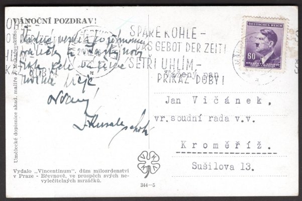 38, Strojová propagační razítka - pohlednice s razítkem "Šetřete uhlím" , hledané, v katalogu podceněno