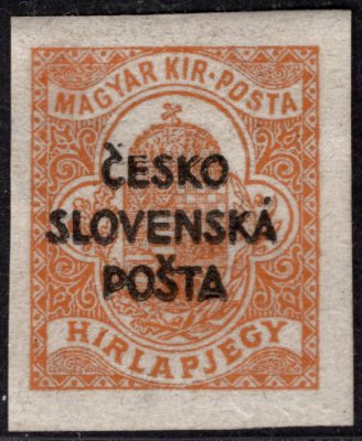 RV 157, Šrobárův přetisk, oranžová 2 f, zkoušeno Lešetický, Ondráček