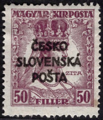RV 151, Šrobárův přetisk, fialová 50 f, zkoušeno Ondráček