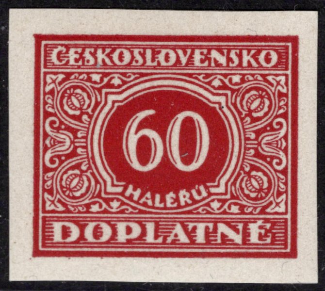 DL 61 N, doplatní, nezoubkovaná, červená 60 h, zkoušeno Karásek, Gilbert