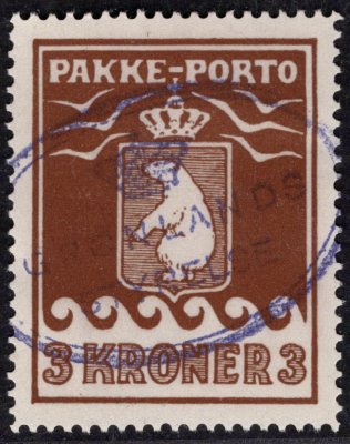 Grónsko (Dánsko) - Mi. P 12 A, lední medvěd, řz 11 1/4, balíkové známky, 3 Kr, hledané