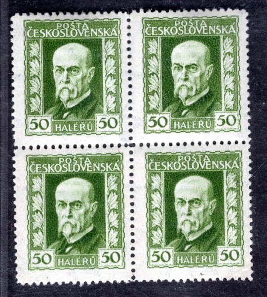 188 B, P 2,  řz 13 3/4, neotypie, 4 blok, TGM, zelená 50 h