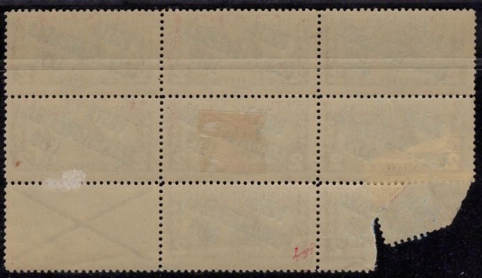 57 A KN, 12-ti blok s vlepenou známkou před přetištěním a nepřetištěným kupónem, obdélník, hnědočervená 2 h, dekorativní