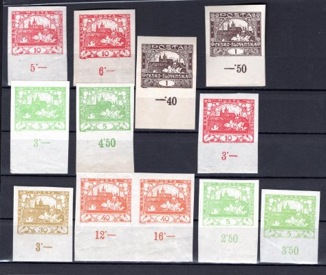 1- 12 ex, sestava krajových známek s počíadly