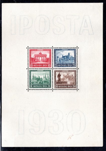 DR - Mi. Bl.1, IPOSTA, (105 x 148), aršík k mezinárodní poštovní výstavě