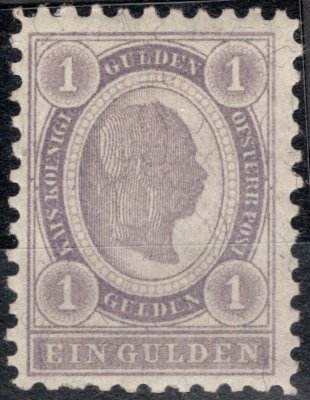 67 A, hodnota 1 Guldenm řádkové zoubkování 10 1/2, Michel 200 euro