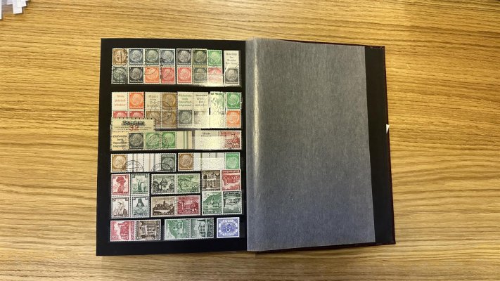Německo 1872 - 1945 v hnědém albu, obsahuje i zajímavější známky, převážne razítkované, některé aršíky, Vzducholodě- novotisk, Ostropa 1935 - novotisk, pěkná sbírka, nafoceno