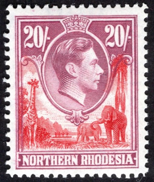 Northern Rhodesia,  výplatní, 20 / -  koncová hodnota, Jiří Vi