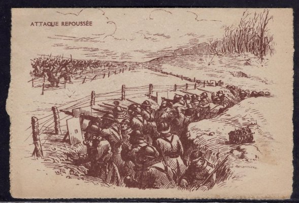 Francie - celinová pohlednice francouzské vojenské polní pošty z 27/8/16, malý formát, velmi zajímavé a hledané