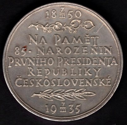 T.G.Masaryk 1935 Ag medaile 40mm, medaile k 85. narozeninam výborný stav
