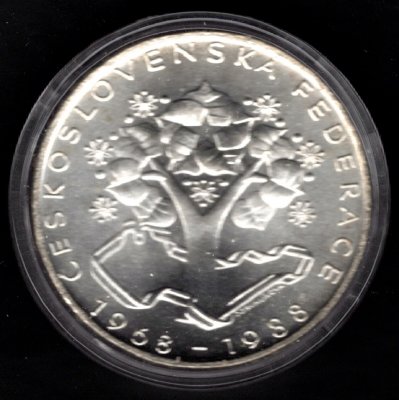 1988 500Kčs Československá federace Ag, Ag.900 24g 40mm Kremnica
