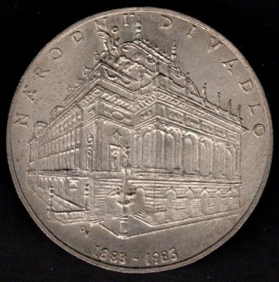 1883 100Kčs Národní divadlo Ag, Ag.500 9g 29mm Kremnica, patina
