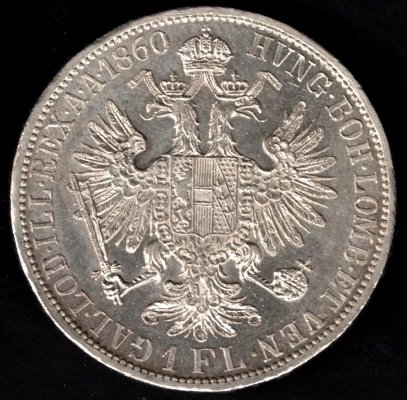 1860 A Vídeň 1 zlatník František Josef I. Ag, Ag.900 12,345g 29mm

