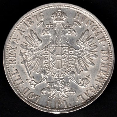 1876 1 zlatník František Josef I. Ag, Ag.900 12,345g 29mm  