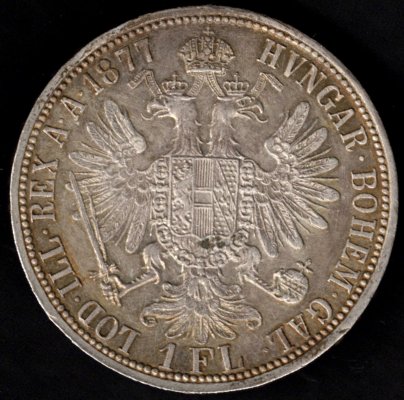 1877 1 zlatník František Josef I. Ag, Ag.900 12,345g 29mm
