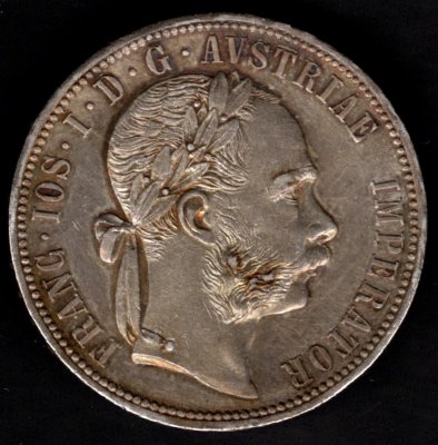 1877 1 zlatník František Josef I. Ag, Ag.900 12,345g 29mm
