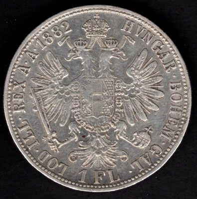 1882 1 zlatník František Josef I. Ag,Ag.900 12,345g 29mm
