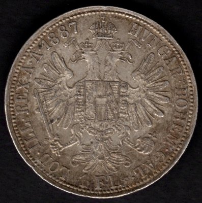 1887 1 zlatník František Josef I. Ag, Ag.900 12,345g 29mm patina