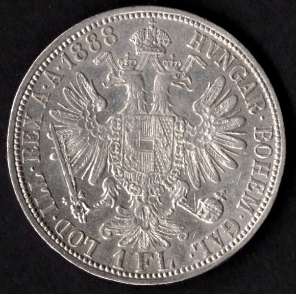 1888 1 zlatník František Josef I. Ag, Ag.900 12,345g 29mm
