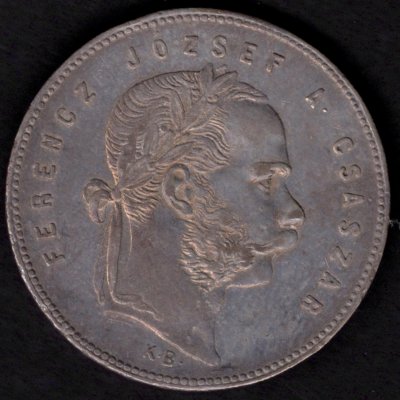 1869 K.B. 1 Forint FJI. Mincovna Kremnica, Ag.900 12,345g 29mm
