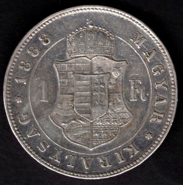 1888 K.B. 1 Forint FJI. Mincovna Kremnica, Ag.900 12,345g 29mm

