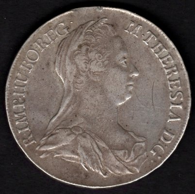 1773 1 Tolar Marie Terezie , HALL, Ag.833  28g 41mm , stopa po závěsu
