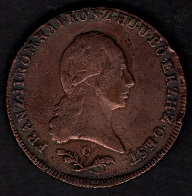 1800 C 6 krejcar Josef II. Praha, Cooper 12,47g 33/1,82mm
