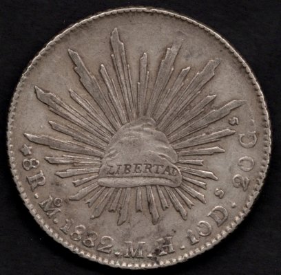 1882 8 Reales Mo LIBERTAD Ag, Ag.903 27,07g 38,9mm Mexico city
