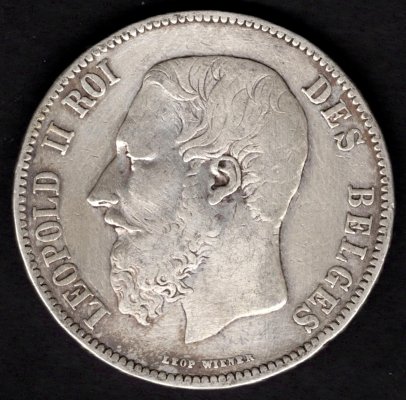1871 5 Franků Leopold II. malá hlava Ag, Ag.900 25g 37mm
